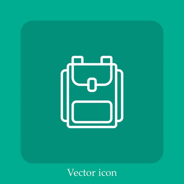Icono Vector Mochila Icon Line Lineal Con Carrera Editable — Archivo Imágenes Vectoriales