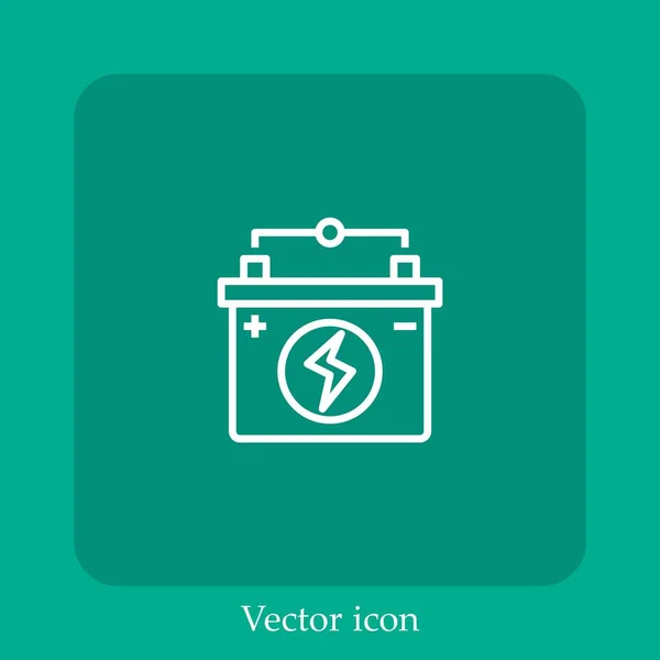 Icône Vectorielle Batterie Icône Linéaire Ligne Avec Course Modifiable — Image vectorielle