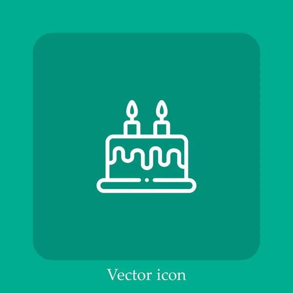 Ícone Vetor Bolo Aniversário Icon Line Linear Com Curso Editável — Vetor de Stock