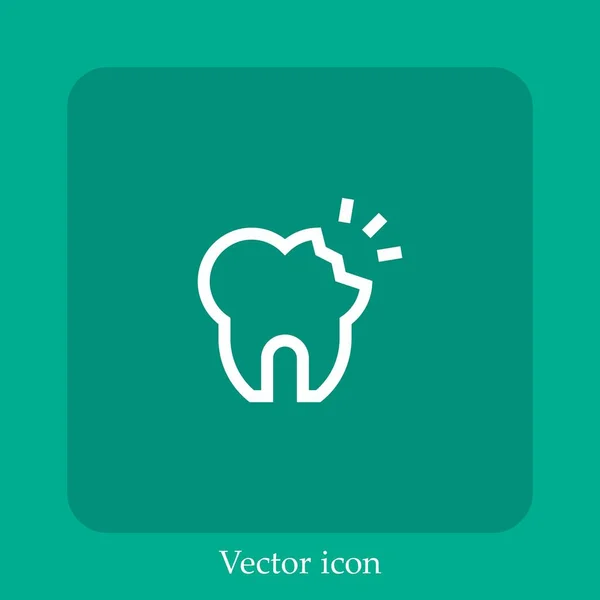 Ícone Vetor Dente Quebrado Linear Icon Line Com Curso Editável — Vetor de Stock