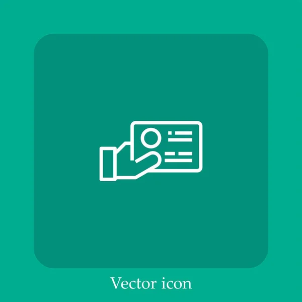 Icône Vectorielle Carte Visite Icône Linéaire Ligne Avec Trait Modifiable — Image vectorielle