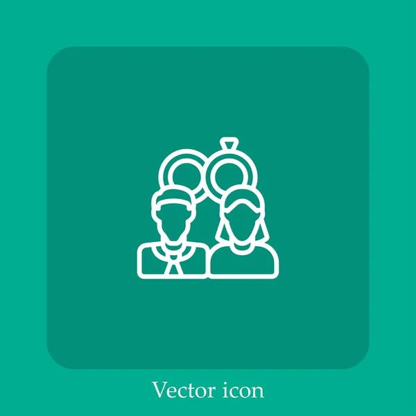 Ícone Vetor Casamento Linear Icon Line Com Curso Editável — Vetor de Stock