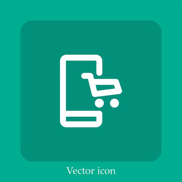 Tienda Online Icono Vectorial Icon Line Lineal Con Carrera Editable — Vector de stock