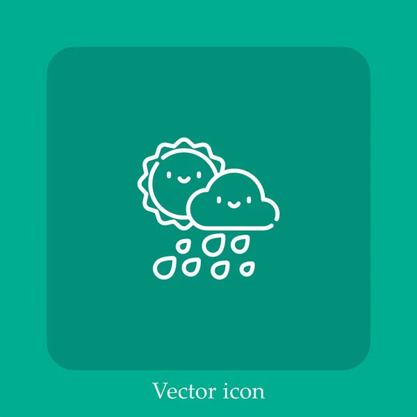 Ícone Vetor Chuva Linear Icon Line Com Curso Editável — Vetor de Stock