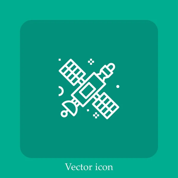 Icono Del Vector Satelital Icon Line Lineal Con Carrera Editable — Vector de stock