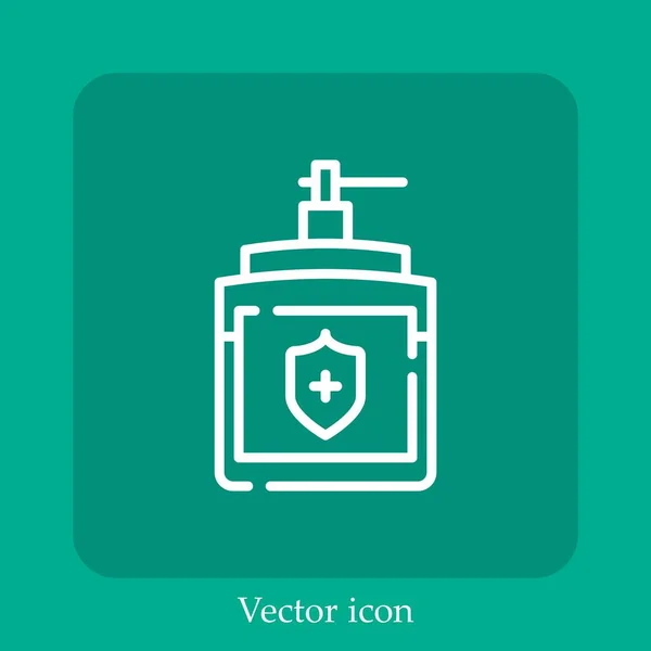 Icono Del Vector Gel Antibacteriano Icon Line Lineal Con Carrera — Vector de stock