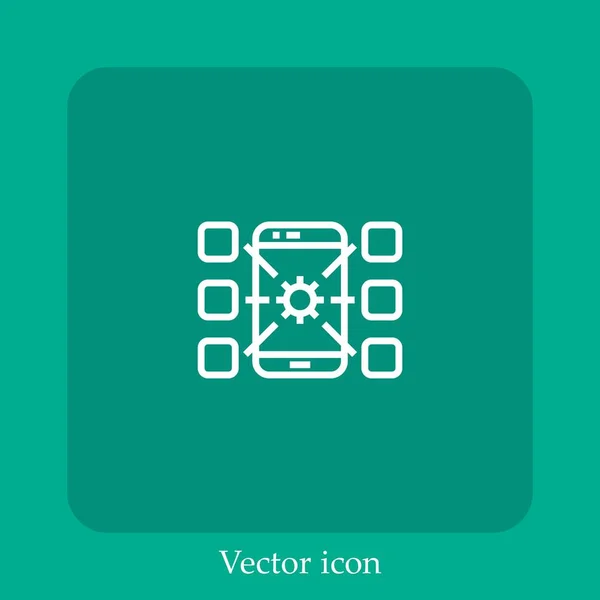 Ícone Vetor Aplicação Linear Icon Line Com Curso Editável — Vetor de Stock