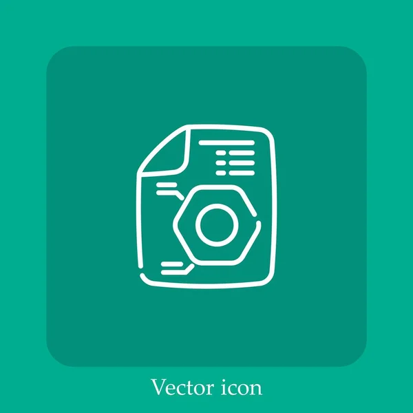 Иконка Вектора Документа Linear Icon Line Редактируемым Штрихом — стоковый вектор