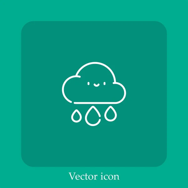 Icono Del Vector Lluvioso Icono Lineal Línea Con Carrera Editable — Vector de stock