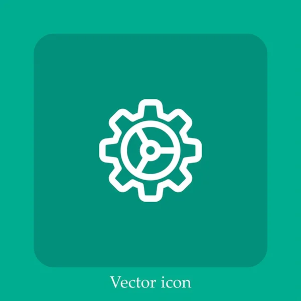 Icône Vectorielle Roue Dentée Icône Linéaire Ligne Avec Course Modifiable — Image vectorielle
