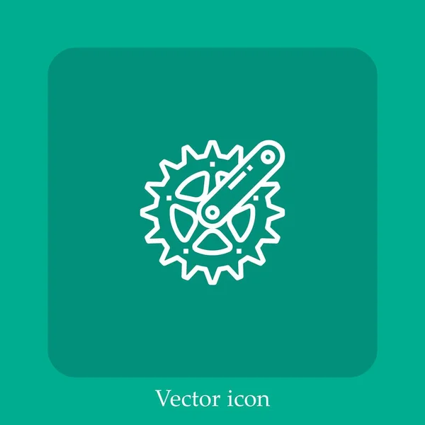 Icono Del Vector Crankset Icon Line Lineal Con Carrera Editable — Vector de stock