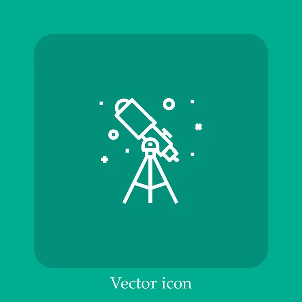 Icône Vectorielle Télescope Icône Linéaire Ligne Avec Course Modifiable — Image vectorielle