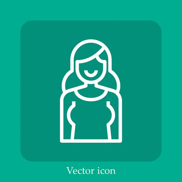 Icône Vectorielle Femme Affaires Icône Linéaire Ligne Avec Course Modifiable — Image vectorielle