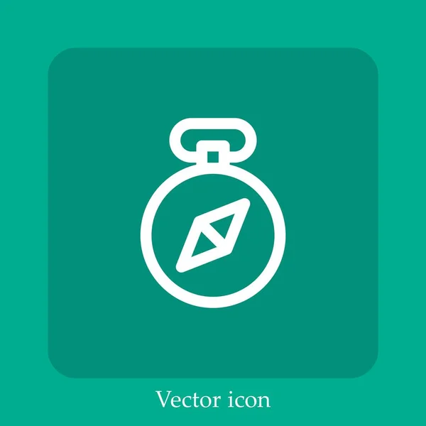 Brújula Icono Vector Icon Line Lineal Con Carrera Editable — Vector de stock