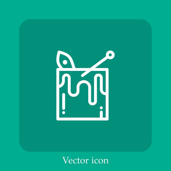 Icône Vectorielle Seau Peinture Icône Linéaire Ligne Avec Course Modifiable — Image vectorielle