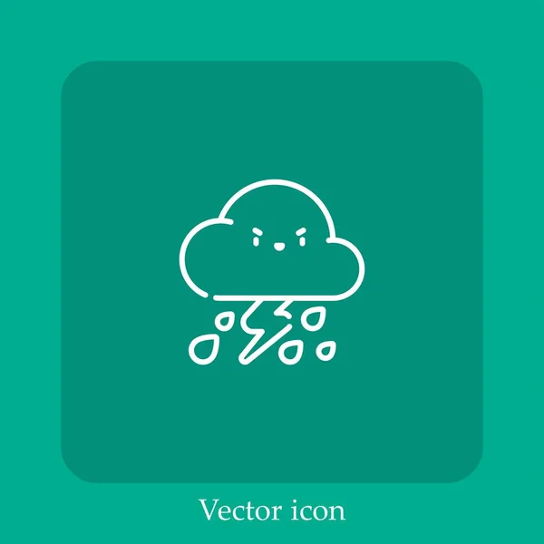 Icono Vector Tormenta Icon Line Lineal Con Carrera Editable — Vector de stock