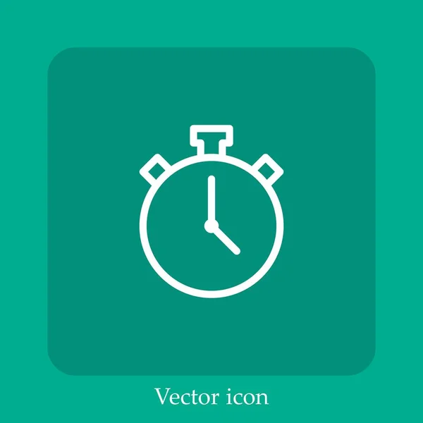 Ícone Vetorial Cronômetro Linear Icon Line Com Curso Editável — Vetor de Stock