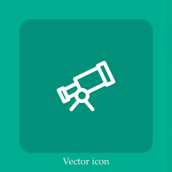 Icono Del Vector Del Telescopio Icon Line Lineal Con Carrera — Vector de stock