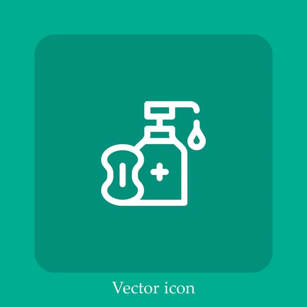 Icône Vectorielle Lavage Des Mains Icône Linéaire Ligne Avec Course — Image vectorielle