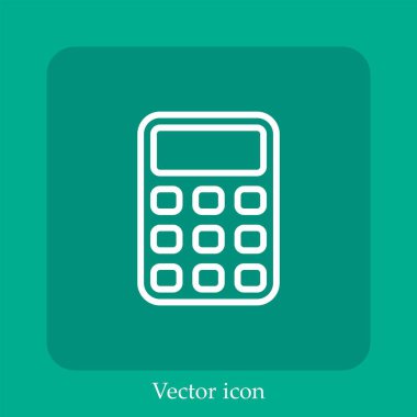 Hesap makinesi vektörü simgesi doğrusal simgesi. Düzenlenebilir vuruş ile satır