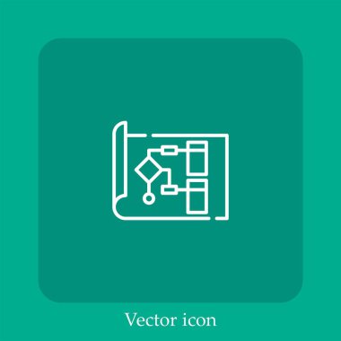 akış çizelgesi vektör doğrusal simgesi. Düzenlenebilir vuruş ile çizgi