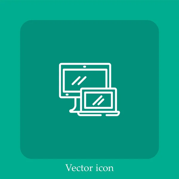 Dator Vektor Ikon Linjär Ikon Line Med Redigerbar Stroke — Stock vektor