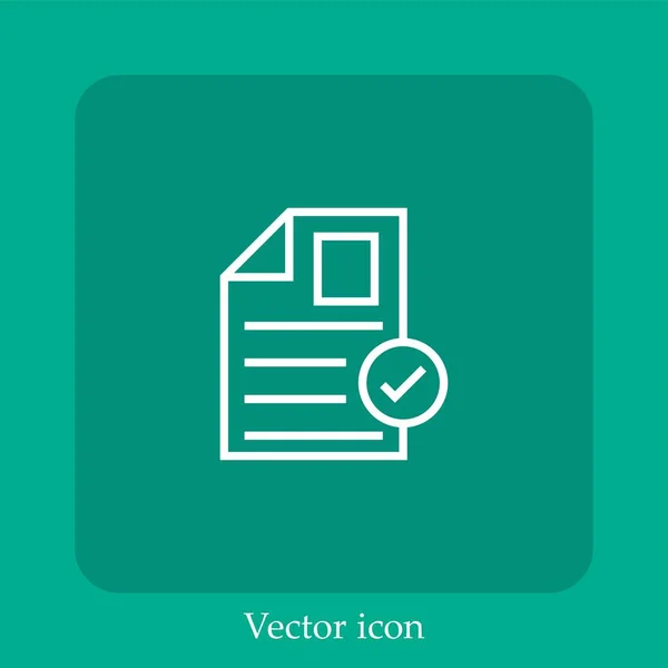 Ícone Vetorial Documento Linear Icon Line Com Curso Editável — Vetor de Stock