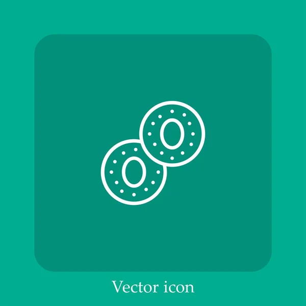 Bagels Vector Pictogram Lineair Icon Line Met Bewerkbare Slag — Stockvector