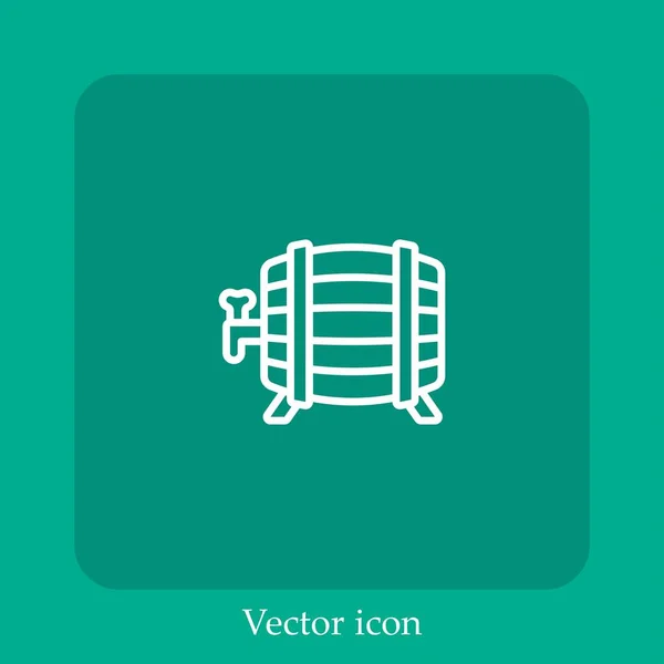 Barril Icono Vector Icon Line Lineal Con Carrera Editable — Vector de stock