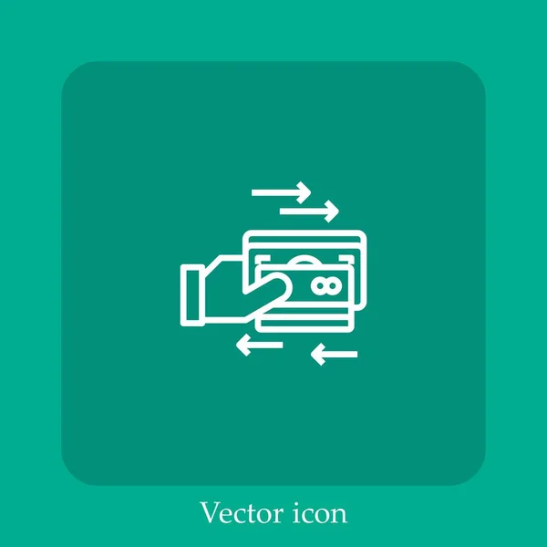 Ícone Vetor Pagamento Dinheiro Linear Icon Line Com Curso Editável — Vetor de Stock
