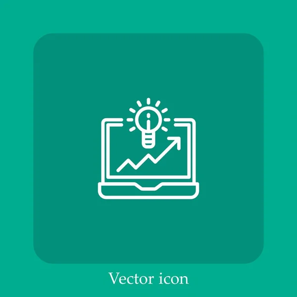 Icono Vector Computadora Icon Line Lineal Con Carrera Editable — Vector de stock