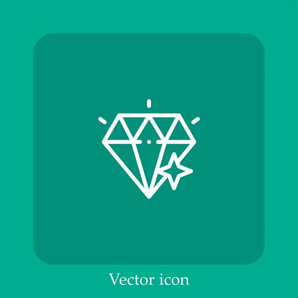 Icono Vector Diamante Icon Line Lineal Con Carrera Editable — Vector de stock