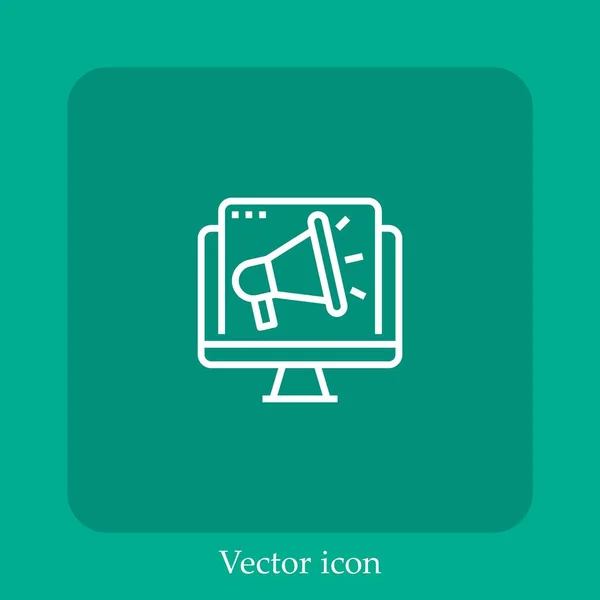 Icône Vectorielle Marketing Numérique Icône Linéaire Ligne Avec Course Modifiable — Image vectorielle