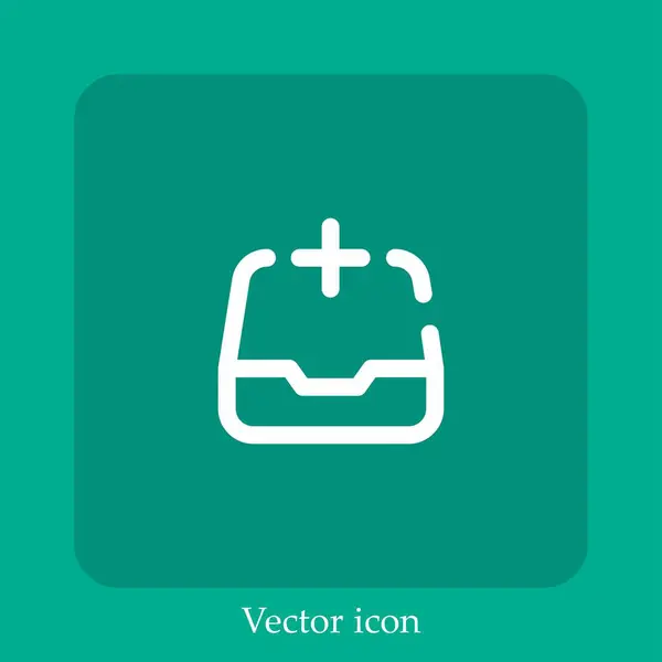 Icône Vectorielle Boîte Réception Icône Linéaire Ligne Avec Course Modifiable — Image vectorielle