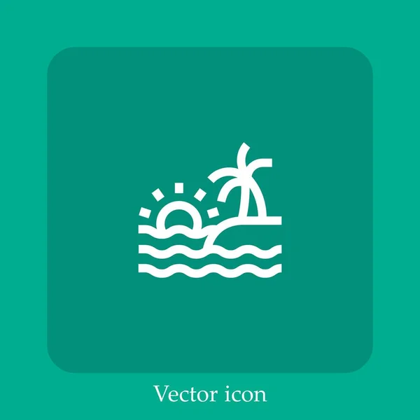 Island Vector Icon Linear Icon Line Editable Stroke — Stock Vector