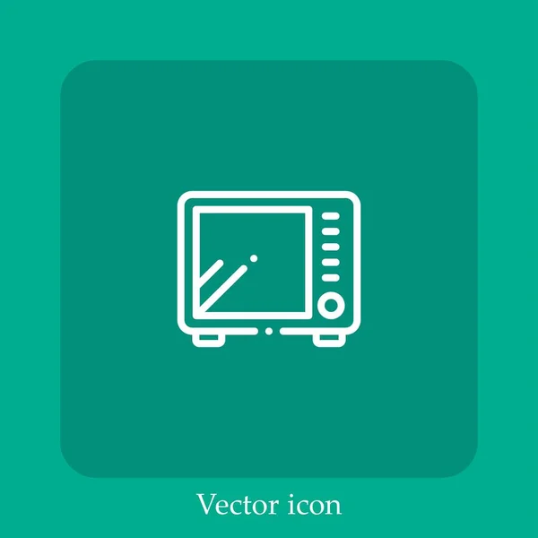 Microgolf Vector Pictogram Lineair Icon Line Met Bewerkbare Slag — Stockvector