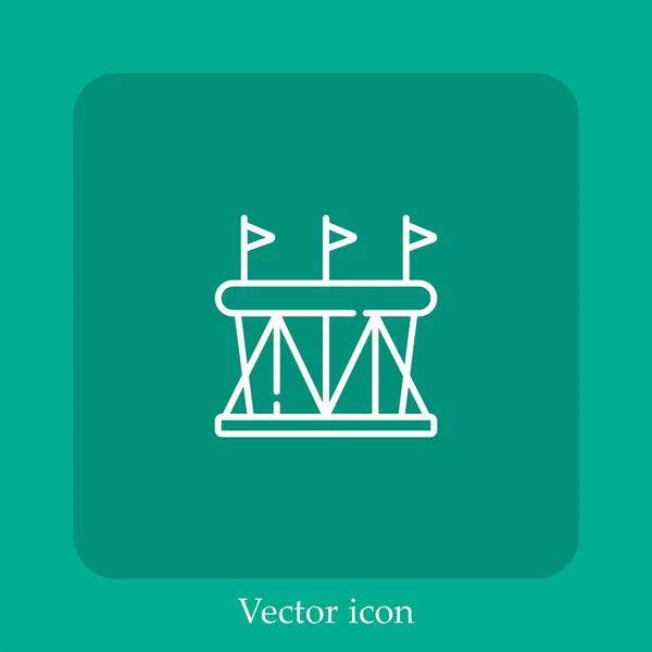 Icône Vectorielle Stade Icône Linéaire Ligne Avec Course Modifiable — Image vectorielle