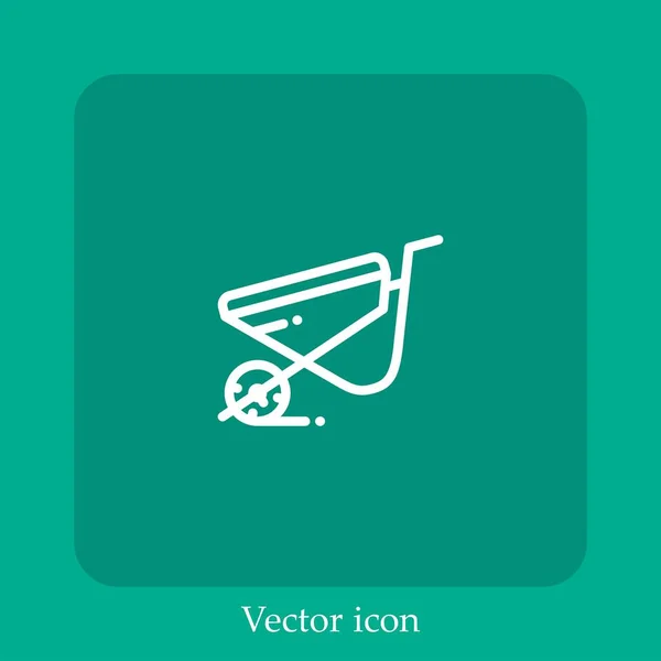 Ícone Vetor Carrinho Mão Linear Icon Line Com Curso Editável — Vetor de Stock