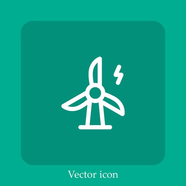 Ícone Vetor Energia Eólica Linear Icon Line Com Curso Editável —  Vetores de Stock