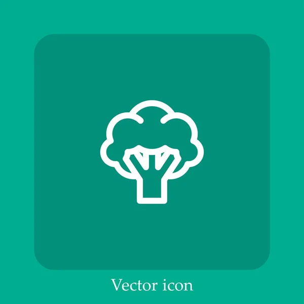 Ícone Vetorial Brócolis Linear Icon Line Com Curso Editável — Vetor de Stock