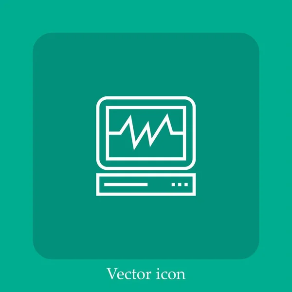 Ícone Vetorial Cardiograma Linear Icon Line Com Curso Editável — Vetor de Stock