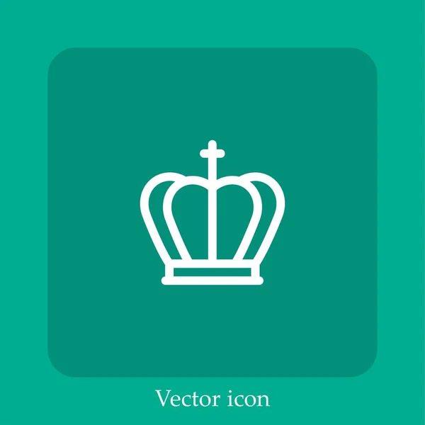 Icône Vectorielle Couronne Icône Linéaire Ligne Avec Course Modifiable — Image vectorielle