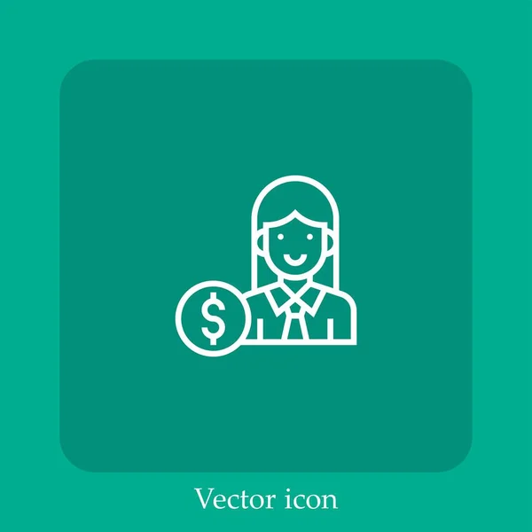 Ícone Vetorial Investidor Linear Icon Line Com Curso Editável — Vetor de Stock