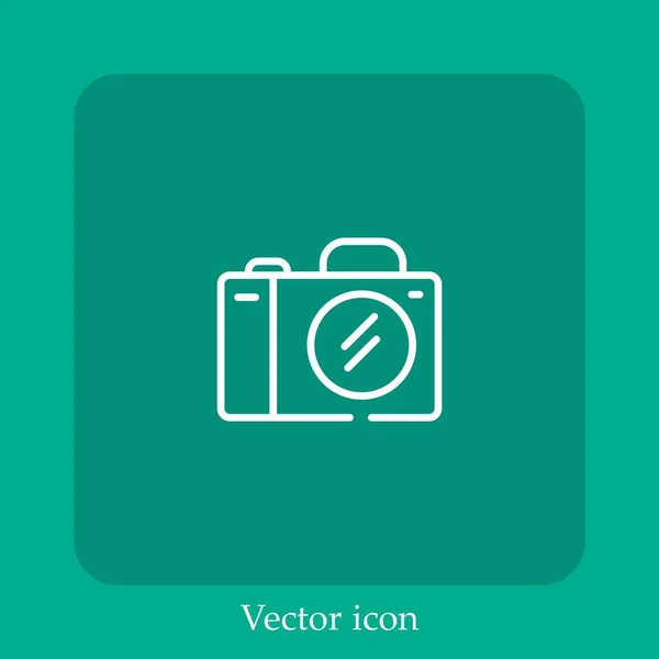 Cámara Fotos Icono Vectorial Icon Line Lineal Con Carrera Editable — Vector de stock