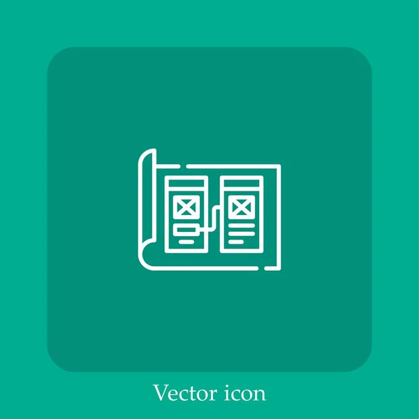 Prototipado Icono Vectorial Icon Line Lineal Con Carrera Editable — Vector de stock