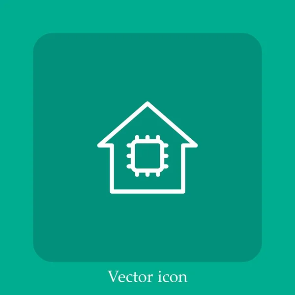 Icône Vectorielle Maison Intelligente Icône Linéaire Ligne Avec Course Modifiable — Image vectorielle