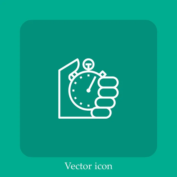 Ícone Vetorial Cronômetro Linear Icon Line Com Curso Editável — Vetor de Stock