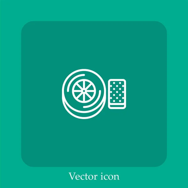 Icono Vector Neumáticos Icon Line Lineal Con Carrera Editable — Vector de stock