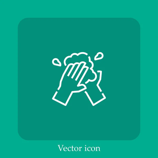 Lavar Mãos Ícone Vetor Linear Icon Line Com Curso Editável — Vetor de Stock