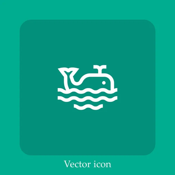 Whale Vector Icon Linear Icon Line Editable Stroke — Stock Vector
